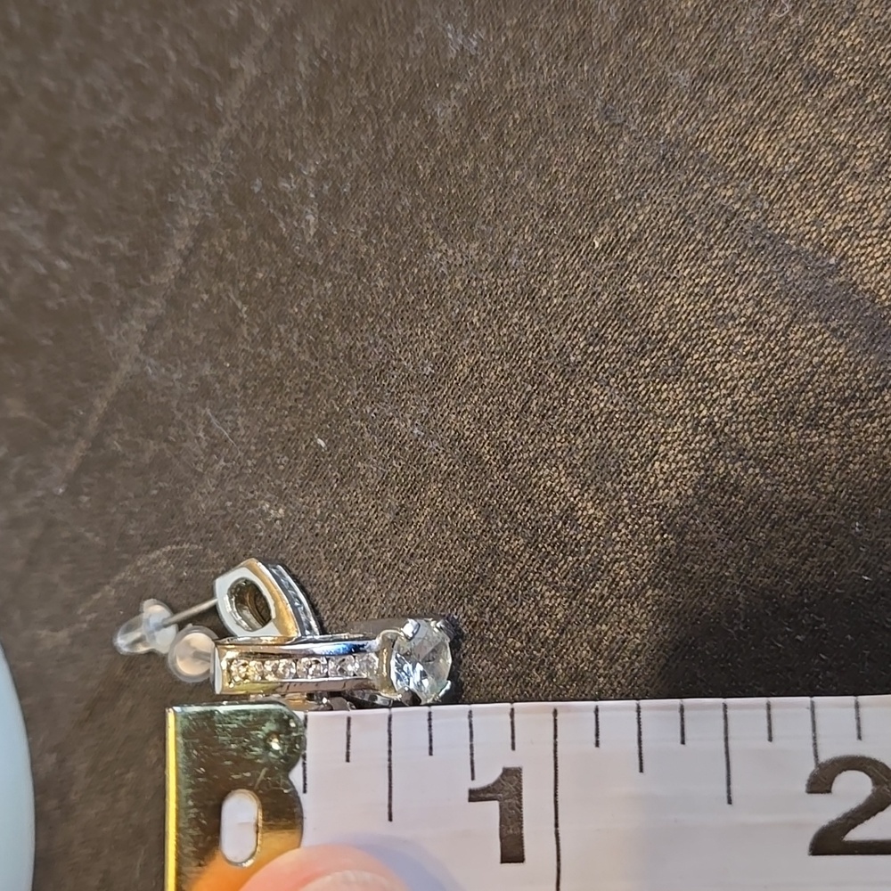 Cubic Zirconia and Silver Tone Earrings - Picture 4 of 5
